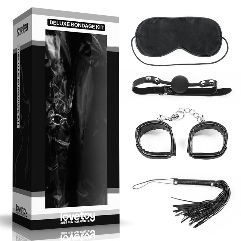 LOVETOY KIT Bondage Antifaz, Mordaza, Esposas y Flogger